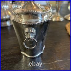 Antique Old English Sheffield Silver Plated Tea Caddy WithLion Head Side Handles