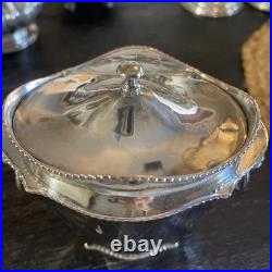 Antique Old English Sheffield Silver Plated Tea Caddy WithLion Head Side Handles