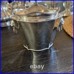Antique Old English Sheffield Silver Plated Tea Caddy WithLion Head Side Handles