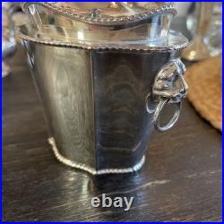 Antique Old English Sheffield Silver Plated Tea Caddy WithLion Head Side Handles