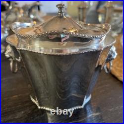 Antique Old English Sheffield Silver Plated Tea Caddy WithLion Head Side Handles