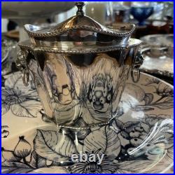 Antique Old English Sheffield Silver Plated Tea Caddy WithLion Head Side Handles