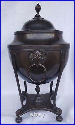 Antique Old Vintage Bronze English Georgian Rams Head Coffee Tea Pot Urn