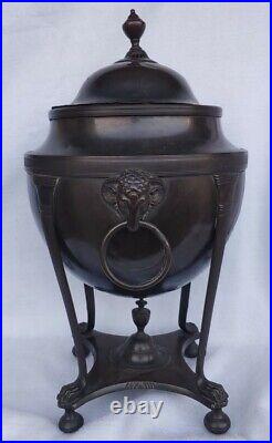 Antique Old Vintage Bronze English Georgian Rams Head Coffee Tea Pot Urn