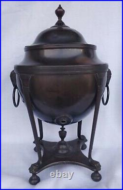 Antique Old Vintage Bronze English Georgian Rams Head Coffee Tea Pot Urn