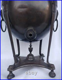 Antique Old Vintage Bronze English Georgian Rams Head Coffee Tea Pot Urn