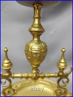 Antique Old Vintage English Brass Gothic Candleholder Candle Stick Holder