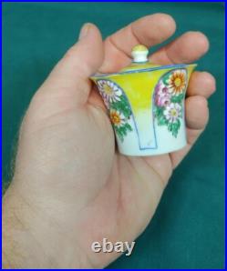 Antique Old Vintage Hand Painted English Porcelain Inkwell Ink Well