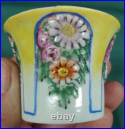 Antique Old Vintage Hand Painted English Porcelain Inkwell Ink Well