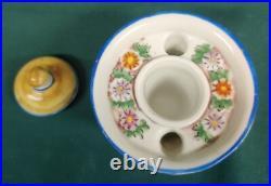 Antique Old Vintage Hand Painted English Porcelain Inkwell Ink Well