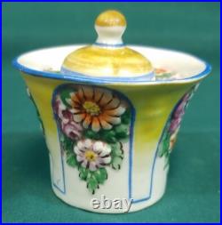 Antique Old Vintage Hand Painted English Porcelain Inkwell Ink Well