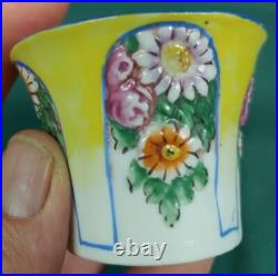 Antique Old Vintage Hand Painted English Porcelain Inkwell Ink Well