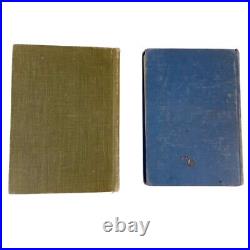 Antique Old Vintage Rare Hardcover Books Lot of 7 Blue Shades Decor Staging Set