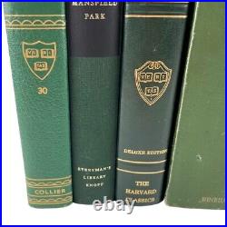 Antique Old Vintage Rare Hardcover Books Lot of 8 Green Shades Decor Staging Set