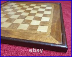 Antique Old Vintage Wooden English Framed Chess Board 47cm x 47cm 42mm Squares