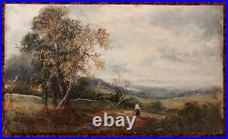 Antique Original Oil Painting English School C1890 Antique Vintage Old Landscape