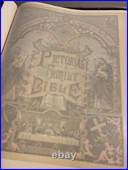 Antique PICTORIAL FAMILY BIBLE SELF-PRONOUNCING TRANSLATED ORIGINAL TONGUES VTG