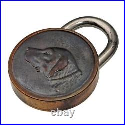 Antique Padlock RETRIEVER DOG Design on Reverse 1926 SCARCE P671