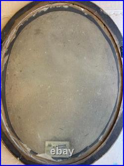 Antique Painting Portrait Of A Lady, Vintage Pastel, Oval Gilt Frame