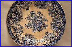 Antique Plate Dish Porcelain Blue Willow English Pottery Flower Basket Floral