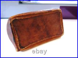 Antique Quality Brown English Leather Gladstone Bag By British Railway Western