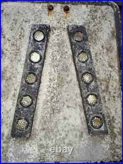 Antique Rare Traffic Sign Road Narrows Reflective Cats Eye Franco Cast Metal Old