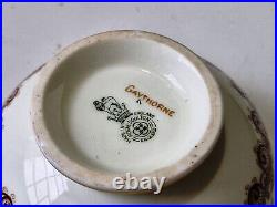 Antique Royal Doulton'Gaythorne' Vintage English Porcelain Bowl with Gold Trim