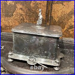 Antique Sheffield English Humidor Victorian Lady Lovely