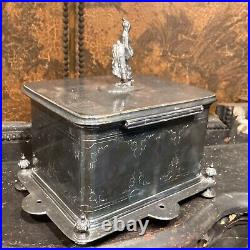 Antique Sheffield English Humidor Victorian Lady Lovely