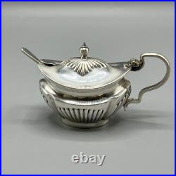 Antique Silver Plated Cruet Set Gadrooned Mustard Salt Pepper English EPNS Vtg