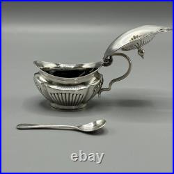 Antique Silver Plated Cruet Set Gadrooned Mustard Salt Pepper English EPNS Vtg