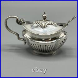 Antique Silver Plated Cruet Set Gadrooned Mustard Salt Pepper English EPNS Vtg