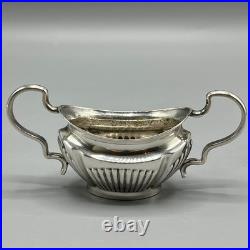 Antique Silver Plated Cruet Set Gadrooned Mustard Salt Pepper English EPNS Vtg