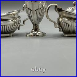 Antique Silver Plated Cruet Set Gadrooned Mustard Salt Pepper English EPNS Vtg