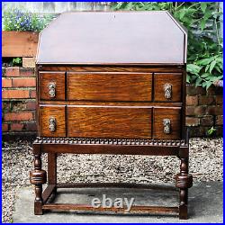 Antique Solid Oak Bureau Writing Desk English Made 1800s Vintage Furniture