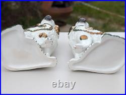 Antique Staffordshire Dog Mantle Spaniel Copper Lustre Vintage Pottery Pair