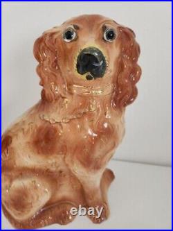 Antique Staffordshire English Porcelain Dog Vintage Piece Approx 13 Height