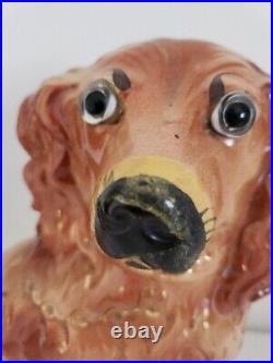 Antique Staffordshire English Porcelain Dog Vintage Piece Approx 13 Height