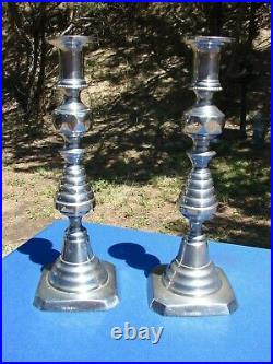 Antique VTG VICTORIAN Candlestick Candle HOLDERS Pushup DIAMOND Beehive ENGLISH