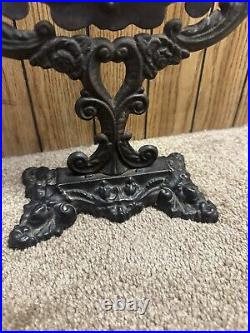 Antique Victorian Vanity TableTop Mirror Ornate Cast Iron Floral Vintage English