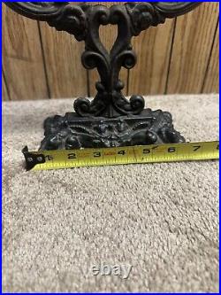 Antique Victorian Vanity TableTop Mirror Ornate Cast Iron Floral Vintage English