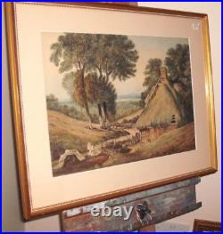 Antique Victorian Watercolour Painting Framed English Landscape Unsigned c 1880