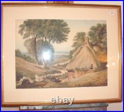 Antique Victorian Watercolour Painting Framed English Landscape Unsigned c 1880