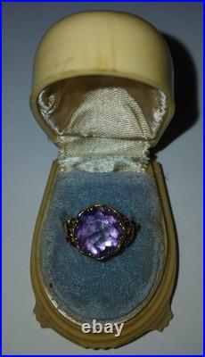 Antique Vintage 14K Gold Amethyst Ring size 6 2.7g English Hallmark AS IS