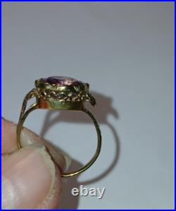 Antique Vintage 14K Gold Amethyst Ring size 6 2.7g English Hallmark AS IS