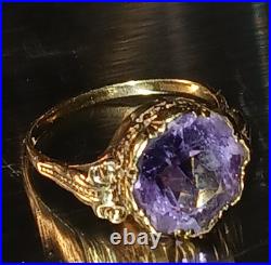 Antique Vintage 14K Gold Amethyst Ring size 6 2.7g English Hallmark AS IS