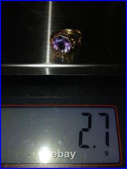 Antique Vintage 14K Gold Amethyst Ring size 6 2.7g English Hallmark AS IS