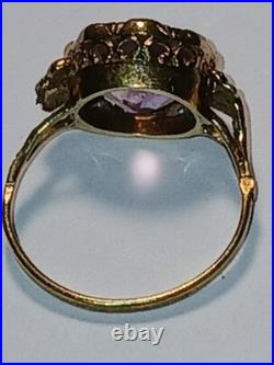 Antique Vintage 14K Gold Amethyst Ring size 6 2.7g English Hallmark AS IS