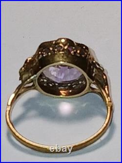 Antique Vintage 14K Gold Amethyst Ring size 6 2.7g English Hallmark AS IS