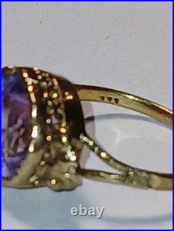 Antique Vintage 14K Gold Amethyst Ring size 6 2.7g English Hallmark AS IS